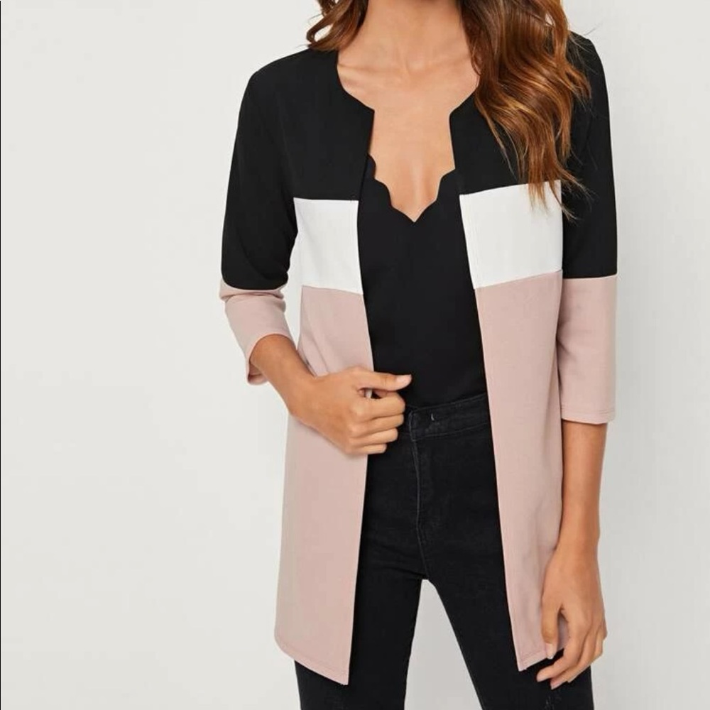 Round Neck Colorblock Coat